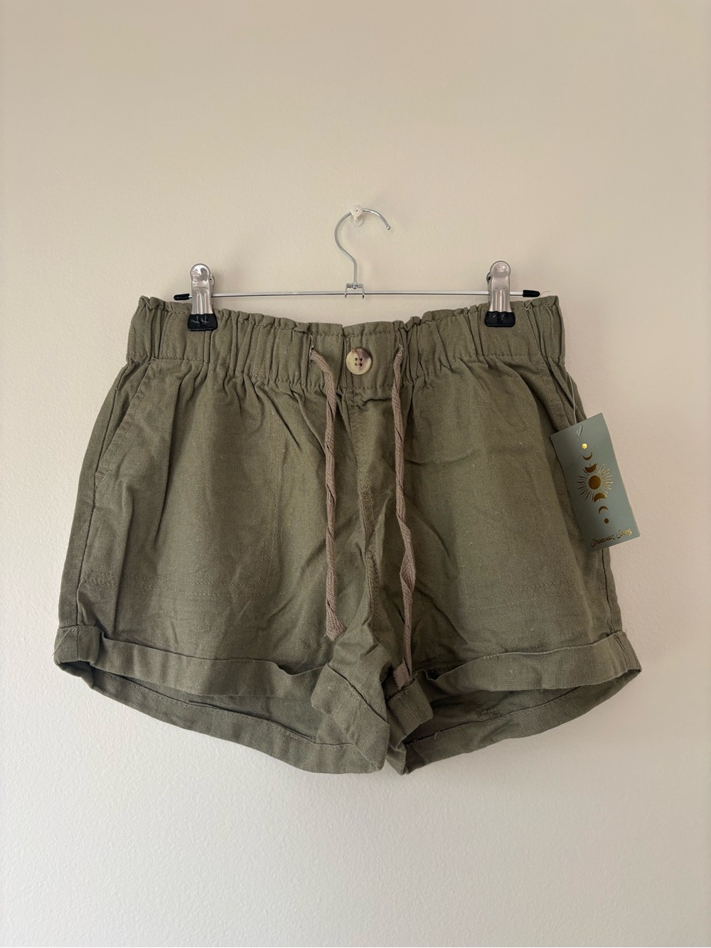 Streetwear Society Olive High-Waist Drawstring Shorts